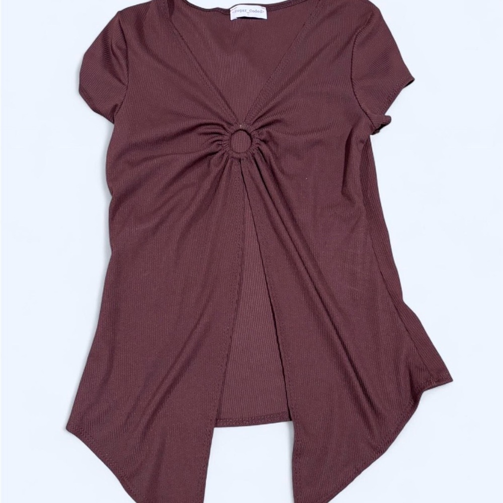 Elegant Gathered Front Short Sleeve Top
